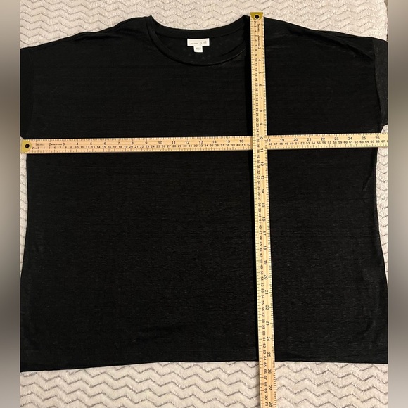 J JILL PURE JILL BLACK PULLOVER SHORT SLEEVE BLOUSE ROUND NECK TOP SZ L - Picture 7 of 7